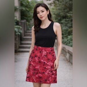 DStudio Red and Black Sequin detailing skirt size 10